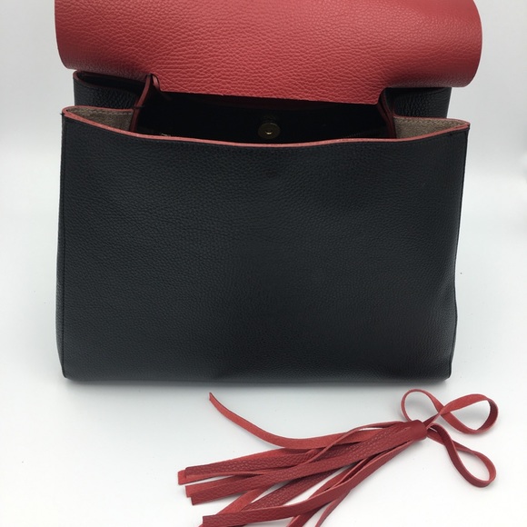 Carbotti Black and Red Tassel Tote Handbag NWT - Picture 5 of 8