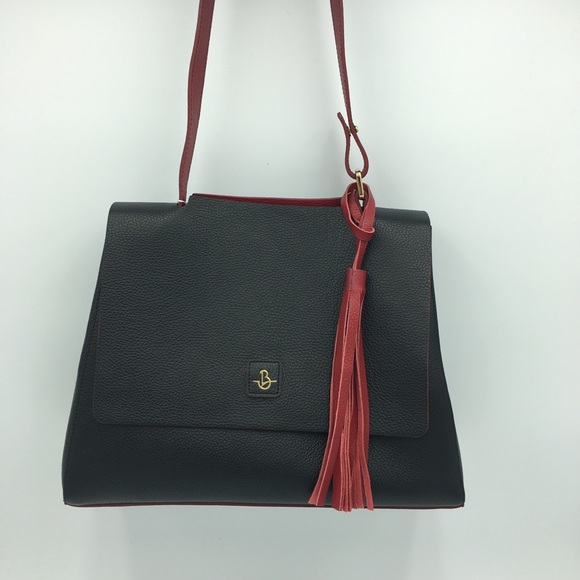Carbotti Black and Red Tassel Tote Handbag NWT - Picture 7 of 8