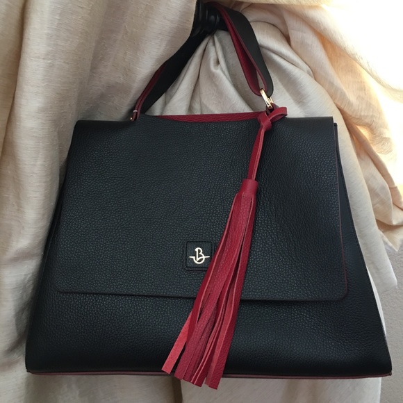 Carbotti Black and Red Tassel Tote Handbag NWT - Picture 8 of 8