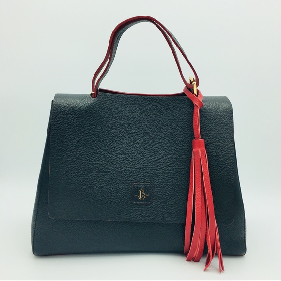 Carbotti Black and Red Tassel Tote Handbag NWT - Picture 2 of 8