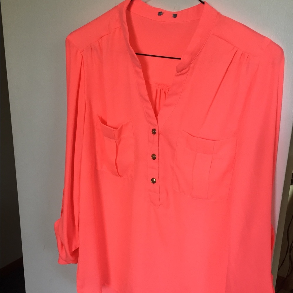 Neon pink blouse