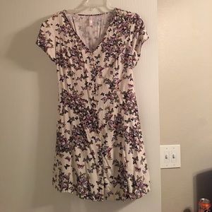 Butterfly pattern button up dress