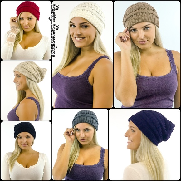 NWT Taupe Slouchy Knit Beanie Hat - Picture 5 of 5