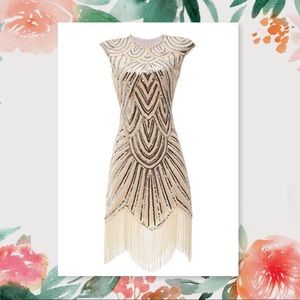 Great Gadsby Art Deco 1920's Dress with Fringe
