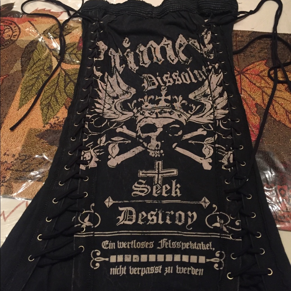 Strapless black dress with corset back - Picture 2 of 4
