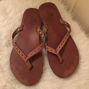 American Eagle Leather Flip Flops