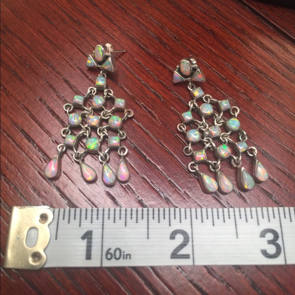 Sterling Silver and Opal Chandelier post earrings