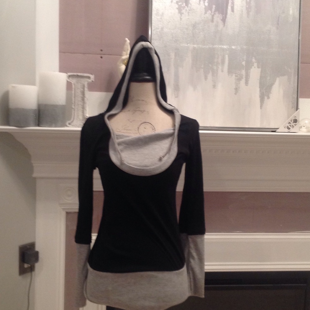 Black and grey hooded sweater size S