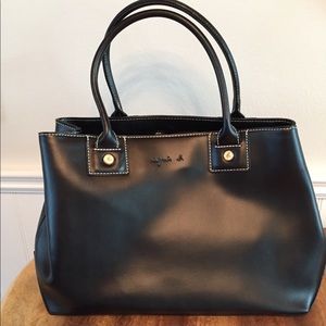 Agnes B Black leather satchel