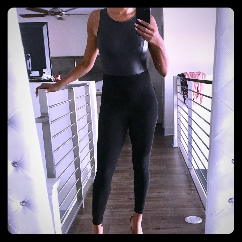 Black faux leather jumper