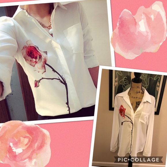 gypsi Tops - Digital rose print floral blouse