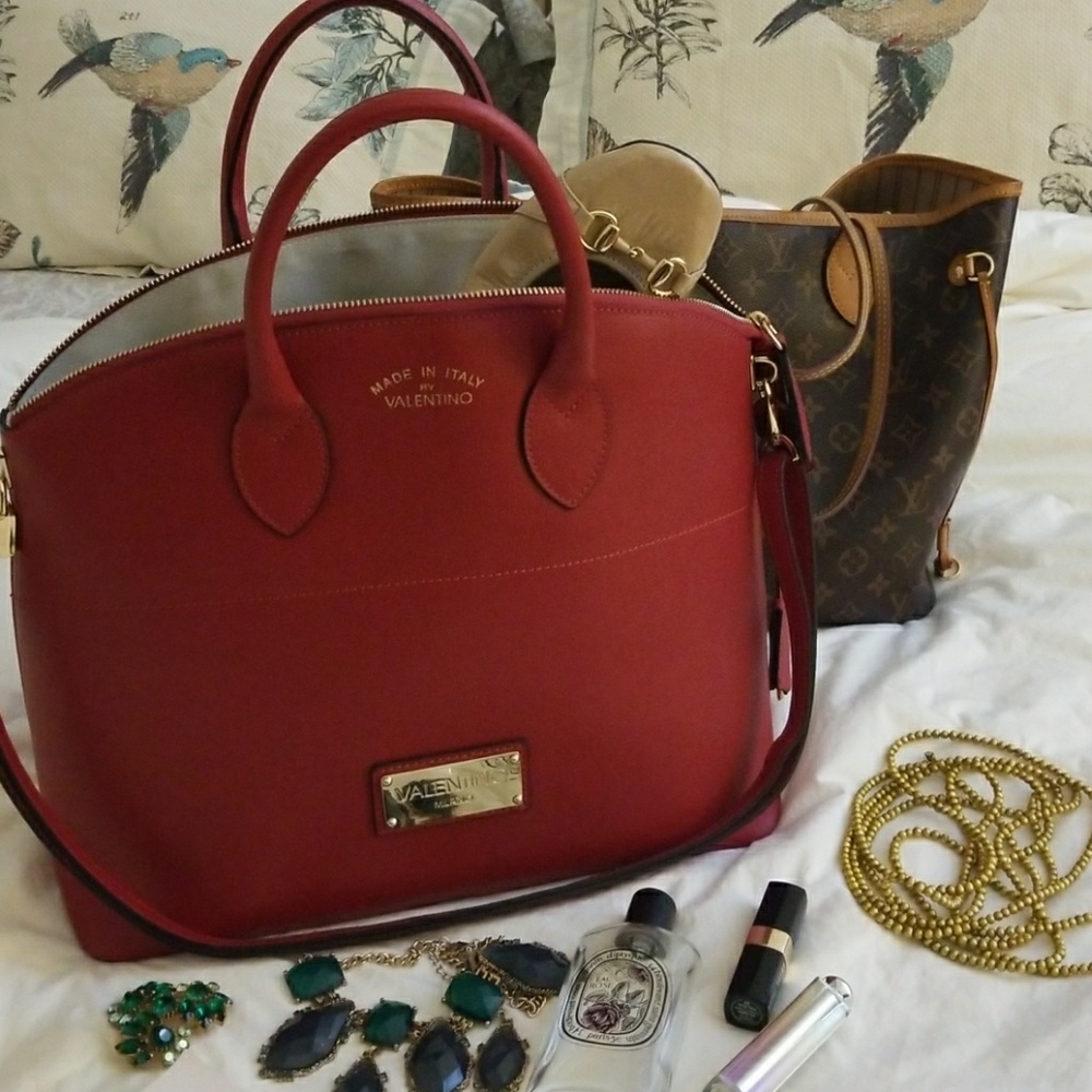 Valentino,Bravia Saffiano red bag,large size