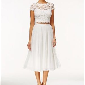 Adrianna Papell Lace Crop Top & Tulle Skirt