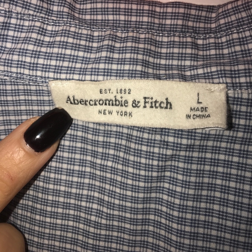 A&F blue and white gingham button down (SZ L) - Picture 2 of 4