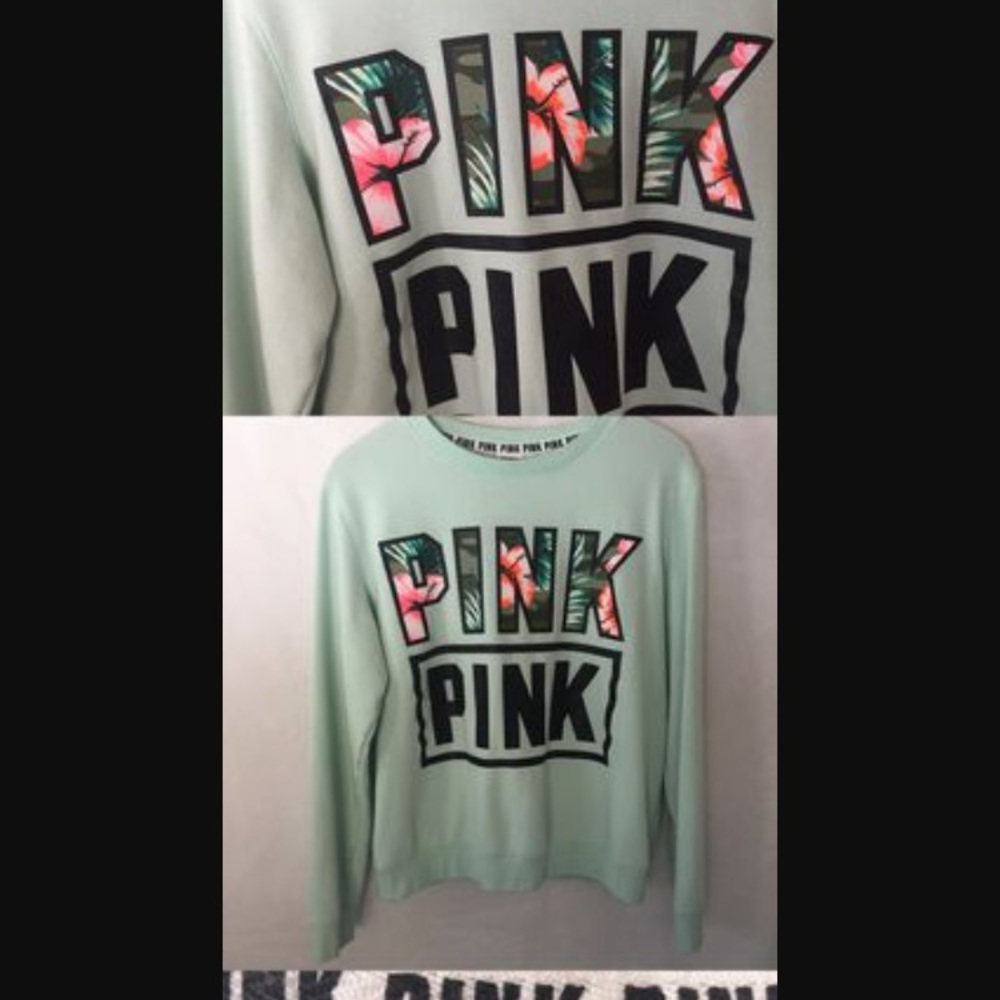 Mint green pink floral pull over