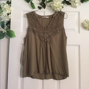 🎉Sale🎉 Olive Green Tank w/ Lace