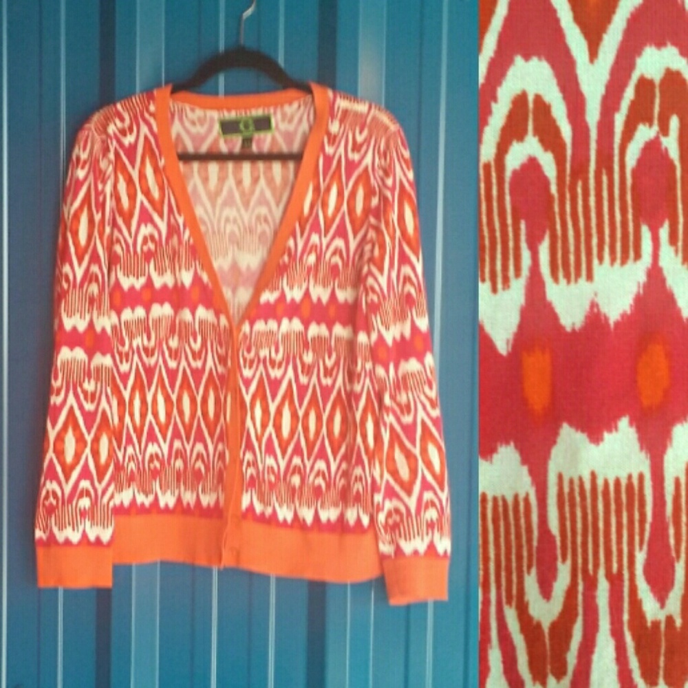 C.Wonder pink & tangerine ikat cardigan