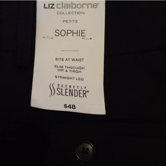 NWT BLACK LIZ CLAIBORNE STRAIGHT LEG DRESS PANTS - Picture 4 of 4