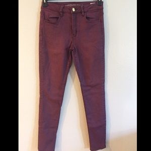 Maroon American Eagle High Rise Jeggings
