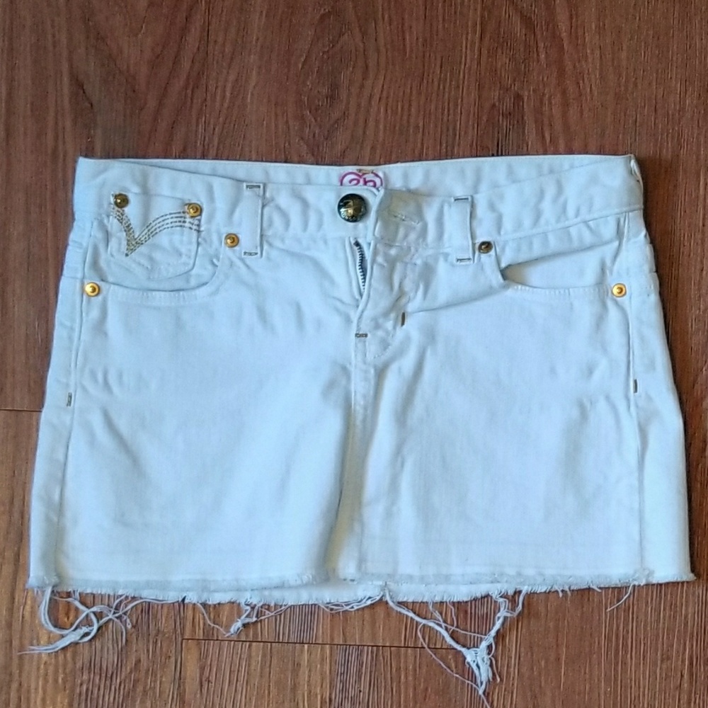 2b bebe white jeans mini dress