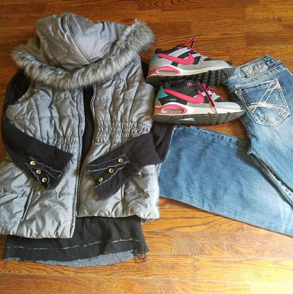 silver jeans 29x31 new York and co vest black long
