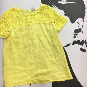 J Crew Lemon Yellow Linen Top 12
