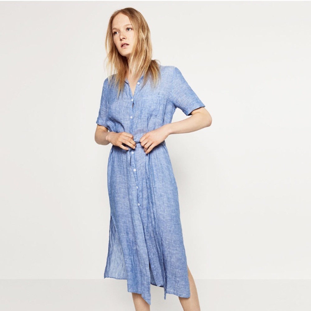 Linen shirt dress