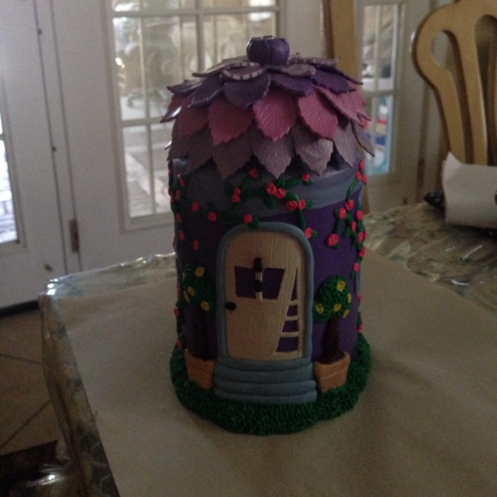 Polymer clay fairy house jar