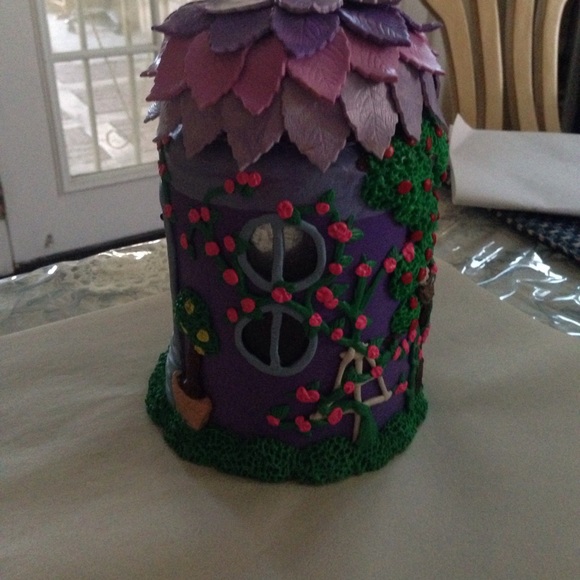 Polymer clay fairy house jar - Picture 2 of 7
