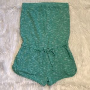 Teal strapless romper