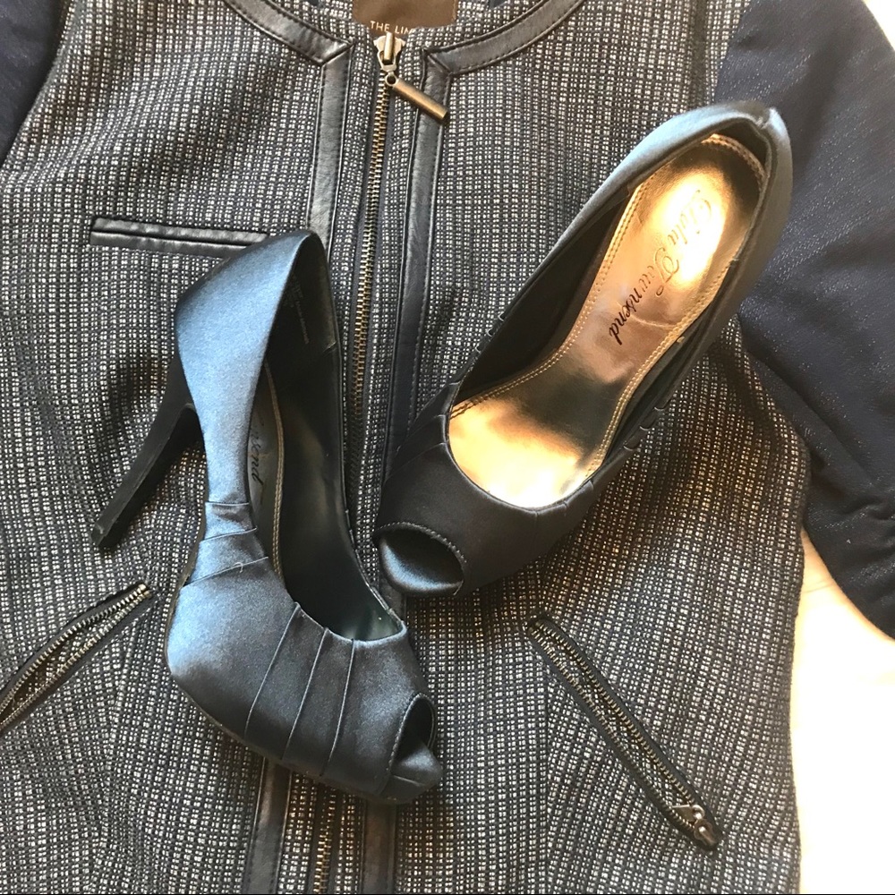 Navy Satin Heels