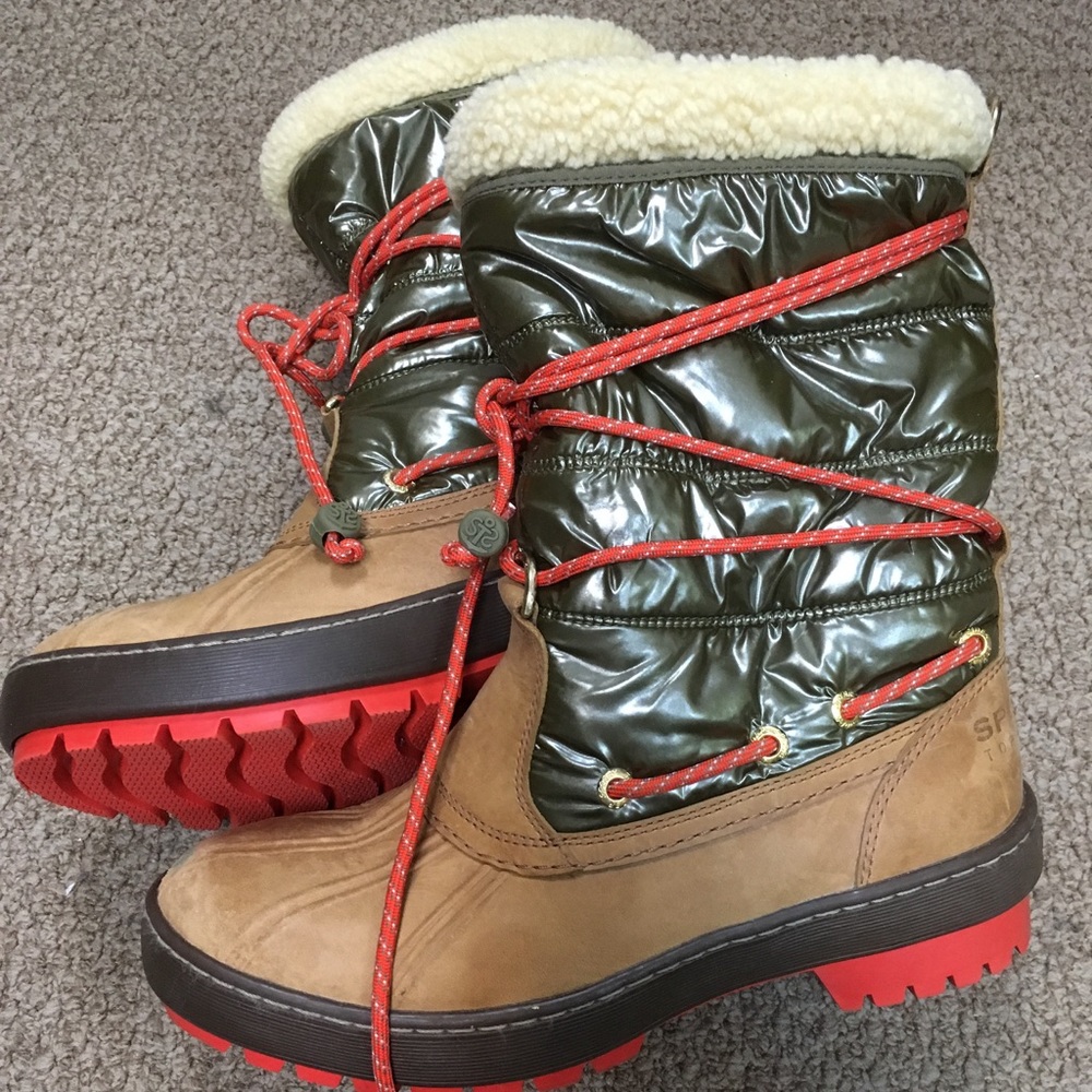 Sperry Duckboot Winter Sz 8.5 Brown/Green