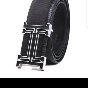 H Buckle Leather Belt