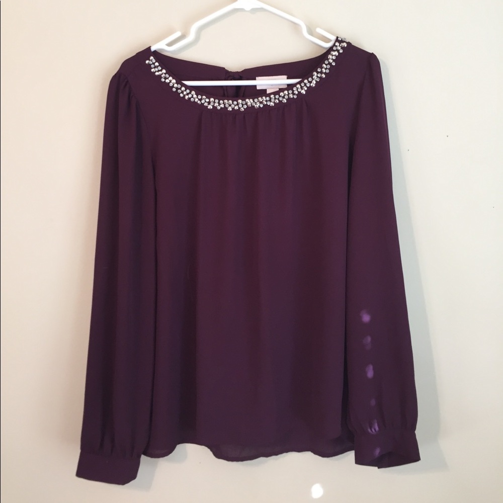 Plum Bejeweled LOFT Top