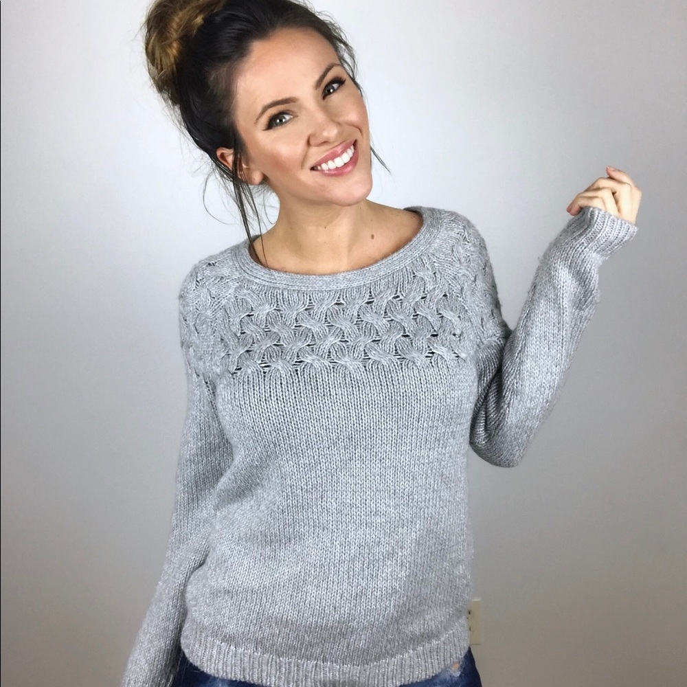 Grey cable knit sweater