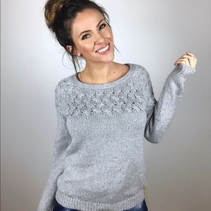Grey cable knit sweater