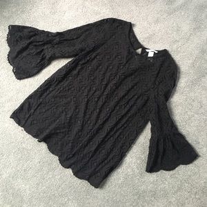 H&M | Black Lace Top with Bell Sleeves