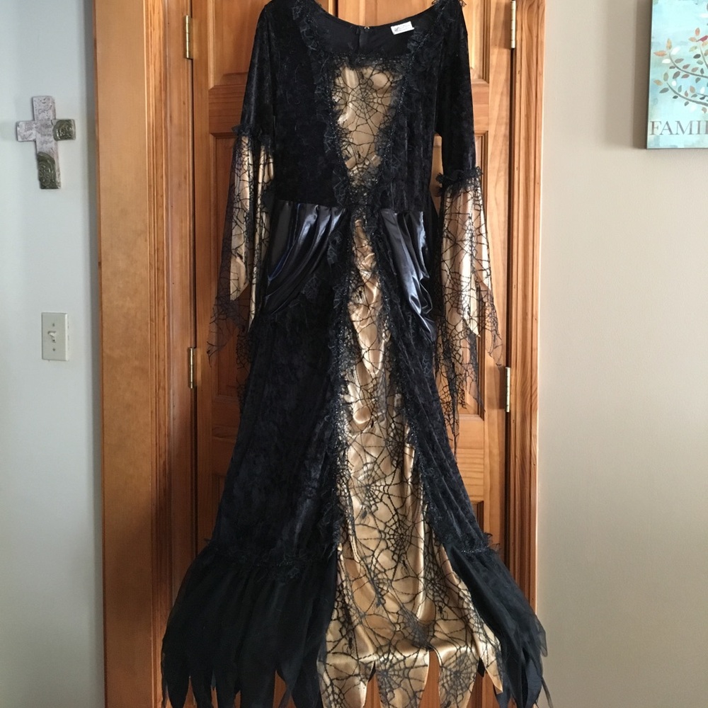 Golden Spiderweb Witch Costume Dress
