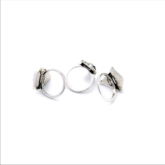 //Kiss me// New design geometric gemstone ring set - Picture 4 of 7