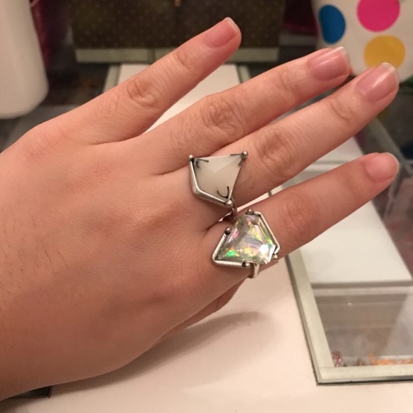 //Kiss me// New design geometric gemstone ring set - Picture 7 of 7