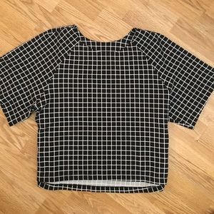 Oversized Grid Short Sleeve Top