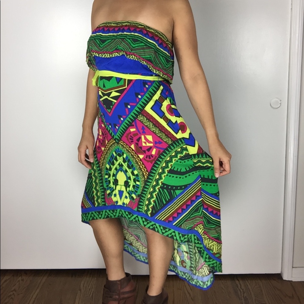 Flying Tomato Multi-colored Strapless Dress