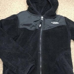 GIRLS North Face size 7/8 with hood Black