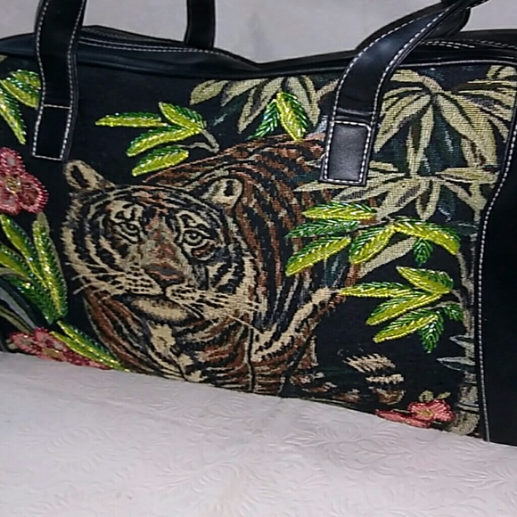 ♦️SALE♦️VTG 🐅 {Signature Club A} Tiger🐯Tote🐅 - Picture 2 of 8