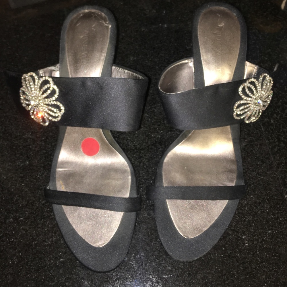 Black strap heels