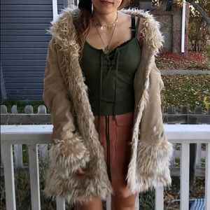 70s Penny Lane Shearling Lined Suede Coat