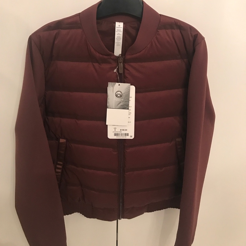 Lululemon Down and Around Bomber in Burgundy