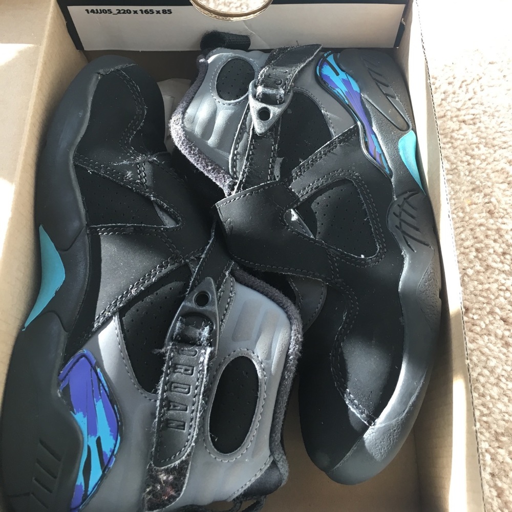 Aqua 8 Retro Nike Jordan Sz 12c boy Velcro strap