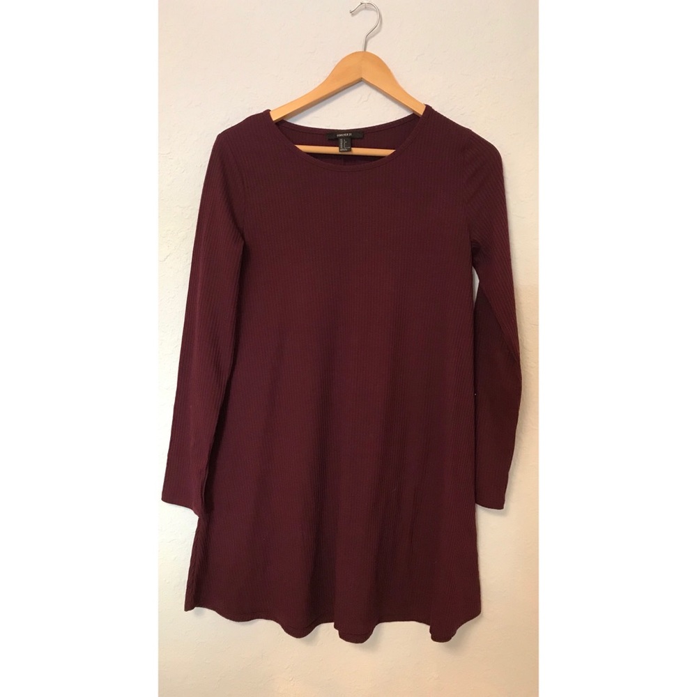 Maroon ribbed dress