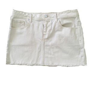 White denim mini skirt